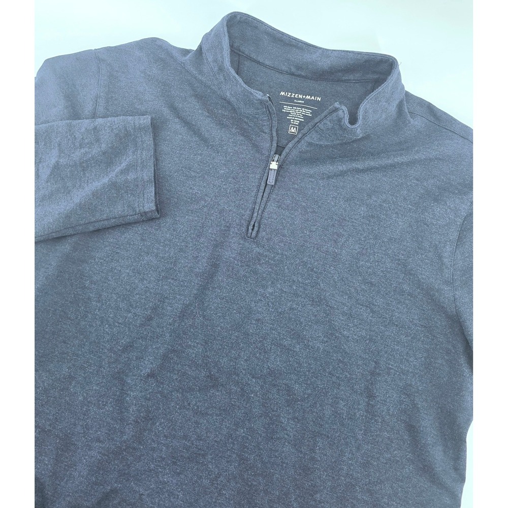 Mizzen+Main Performance Quarter Zip Pullover Shirt Mens Size XL Navy Blue Preppy